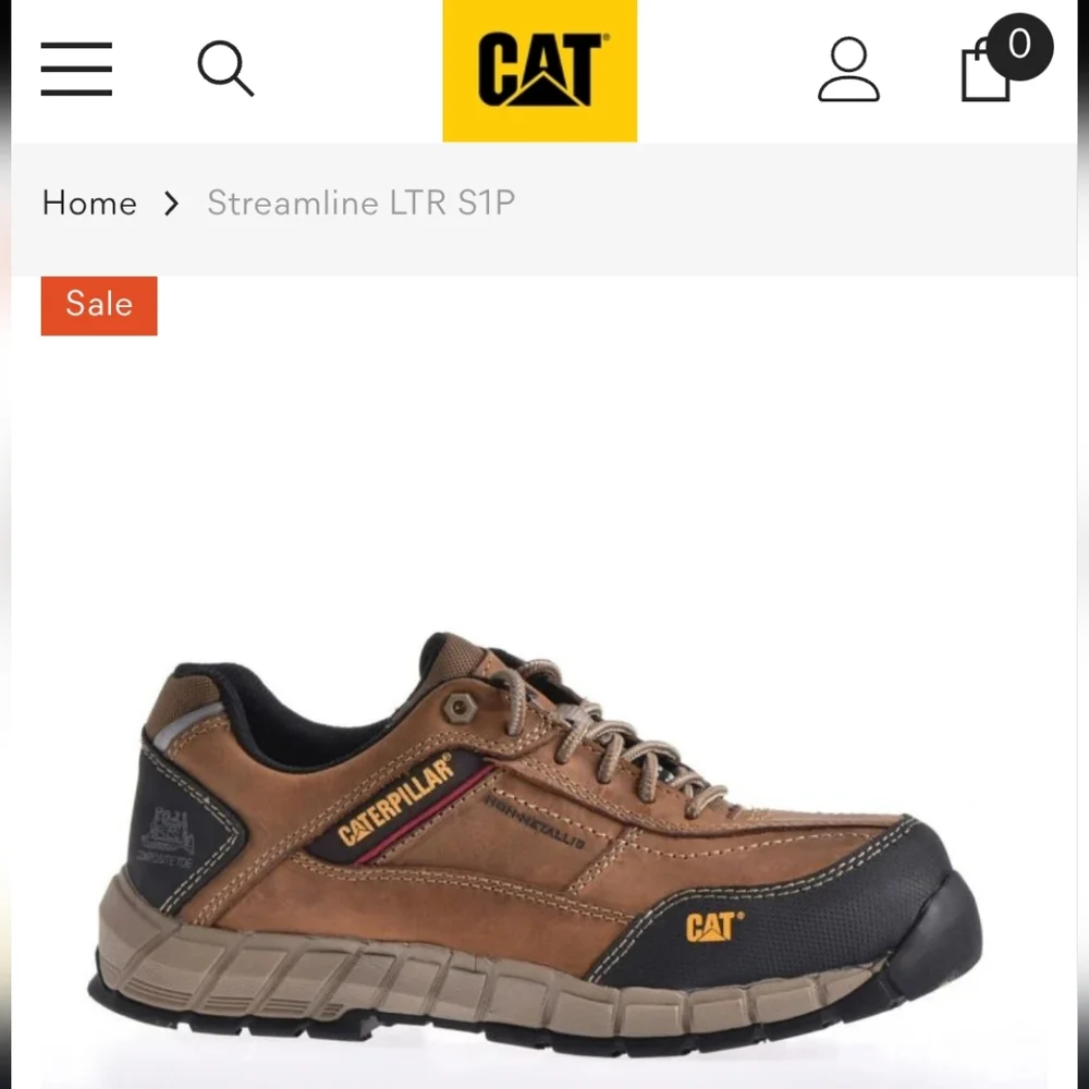 CATERPILLAR Men's Brown Leather Composite Toe Work Shoes Sneakers Low-Top Boots - Picture 3 of 17